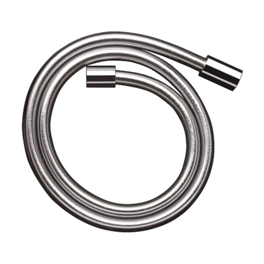 Metallener Brauseschlauch mit zylindrischen Muttern, hergestellt von AXOR, in gebogener Form, geeignet für Duschsysteme oder Armaturen.